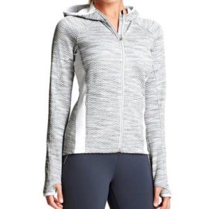 Athleta women's Snowscape Jacket grey and white